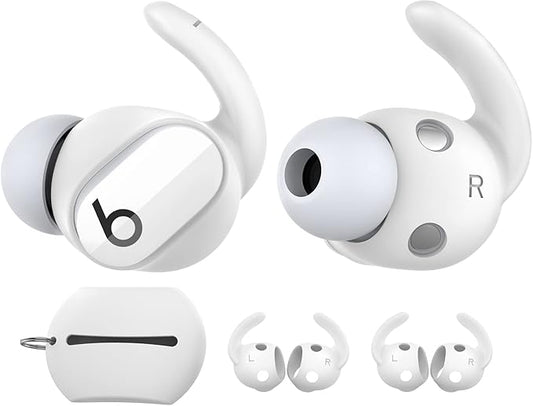 AhaStyle 3 Pairs Beats Studio Buds Ear Hooks Anti-Slip Ear Covers Silicone Accessories【Not Fit in The Charging Case】 Compatiable with New Beats Studio Buds 2021 (White)