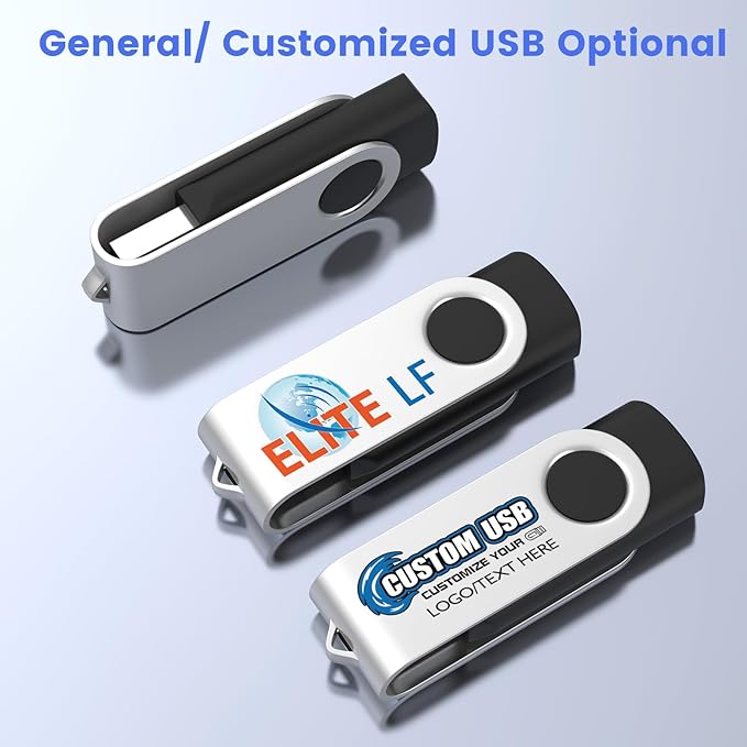 (Not 128GB) ABLAZE 128MB Flash Drive 10 Pack, USB 2.0 Memory Stick with Lanyards Swivel Thumb Drives Bulk 128MB Pendrive U Disk for Data Storage (Black)