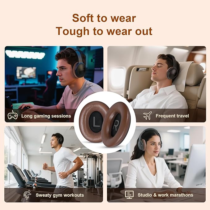 Aurivor Replacement Ear-Pads Cushions for Bose QuietComfort 45 35 35ii (QC-45 QC-35 QC-35 ii), Genuine Lambskin Ear Covers Compatible with QuietComfort SE (QC SE)/ New QuietComfort Headphones