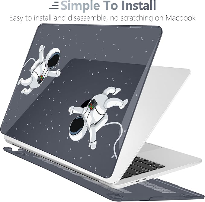 Batianda Premium Case for New MacBook Air 15 inch 2025 2024 2023 with M4 M3 M2 Chip, Designed Black Protective Plastic Hardshell & Keyboard Cover & Screen Protector, Cosmonaut