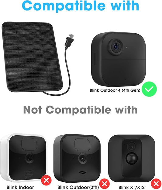 5W Solar Panel for Blink Camera Outdoor, Solar Panel Charger with Battery Compatible with New Blink Outdoor 4 (4th Gen) Camera, with 13.1ft Cable, IP65 Weatherproof, Includes Secure Wall Mount, 2 Pack