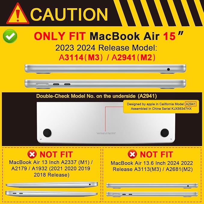 Batianda Premium Case for New MacBook Air 15 inch 2025 2024 2023 with M4 M3 M2 Chip, Designed Black Protective Plastic Hardshell & Keyboard Cover & Screen Protector, Moon in Sky