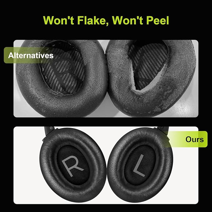 Aurivor Replacement Ear-Pads Cushions for Bose QuietComfort 45 35 35ii (QC-45 QC-35 QC-35 ii), Genuine Lambskin Ear Covers Compatible with QuietComfort SE (QC SE)/ New QuietComfort Headphones (Black)