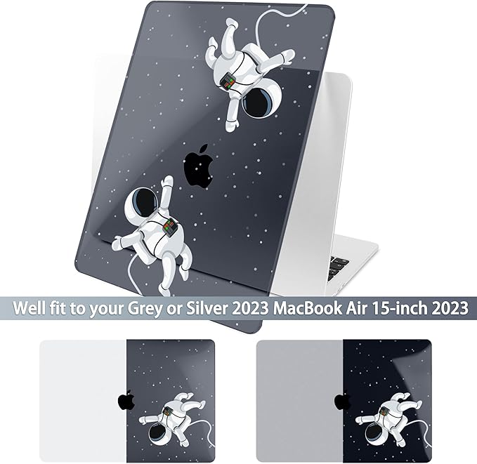 Batianda Premium Case for New MacBook Air 15 inch 2025 2024 2023 with M4 M3 M2 Chip, Designed Black Protective Plastic Hardshell & Keyboard Cover & Screen Protector, Cosmonaut
