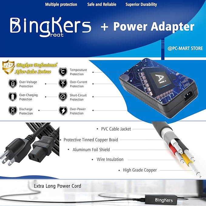Bingkers. New 330W 19.5V 16.9A Power Adapter Power Supply ADP-330AB B for 330W Clevo P370SM-A, P570WM, MSI GT83VR GT73VR GT80S, Asus ROG GX700VO-GB012T Computer 4 Holes