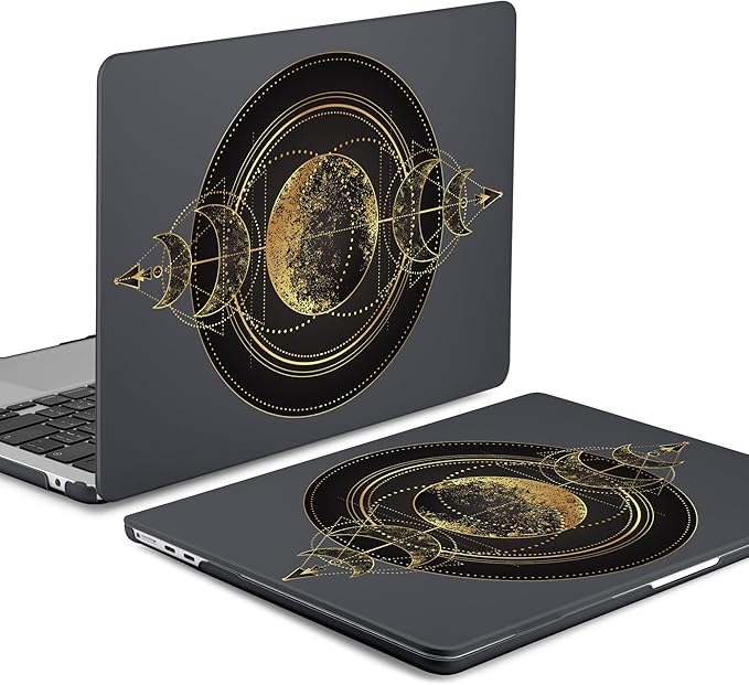 Batianda Premium Case for New MacBook Air 15 inch 2025 M4 2024 2023 with M3 M2 Chip Model A3114, Designed Black Protective Plastic Hardshell & Keyboard Cover & Screen Protector, Moon Magic