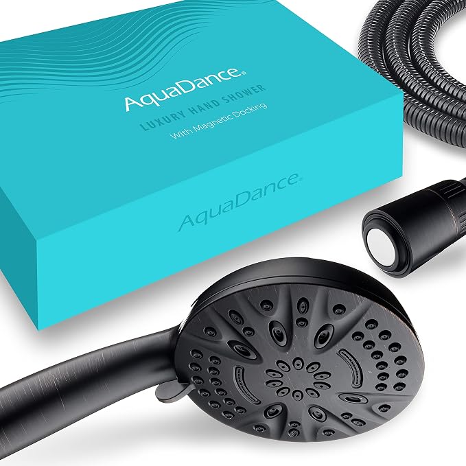 AquaDance New Magnetic Guidance Docking System - High-Pressure 8-setting Handheld Shower Head with Giant 5 inch Face, Magnetic Bracket, Extra-long 72 inch Stainless Steel Hose/ORB Finish