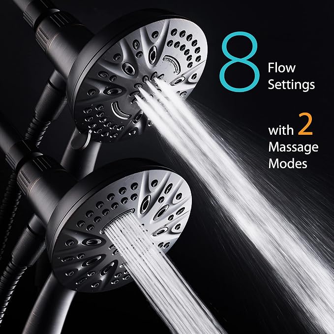 AquaDance New Magnetic Guidance Docking System - High-Pressure 8-setting Handheld Shower Head with Giant 5 inch Face, Magnetic Bracket, Extra-long 72 inch Stainless Steel Hose/ORB Finish