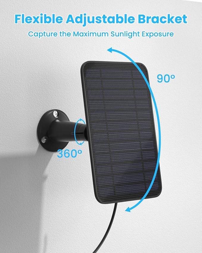 5W Solar Panel for Blink Camera Outdoor, Solar Panel Charger with Battery Compatible with New Blink Outdoor 4 (4th Gen) Camera, with 13.1ft Cable, IP65 Weatherproof, Includes Secure Wall Mount, 2 Pack