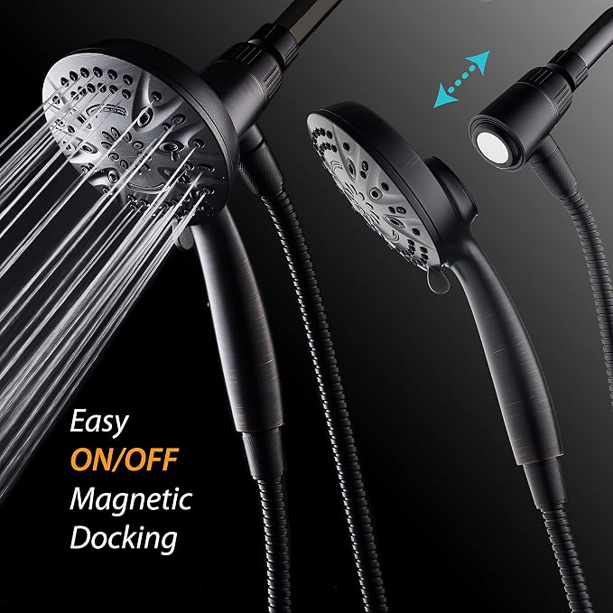 AquaDance New Magnetic Guidance Docking System - High-Pressure 8-setting Handheld Shower Head with Giant 5 inch Face, Magnetic Bracket, Extra-long 72 inch Stainless Steel Hose/ORB Finish