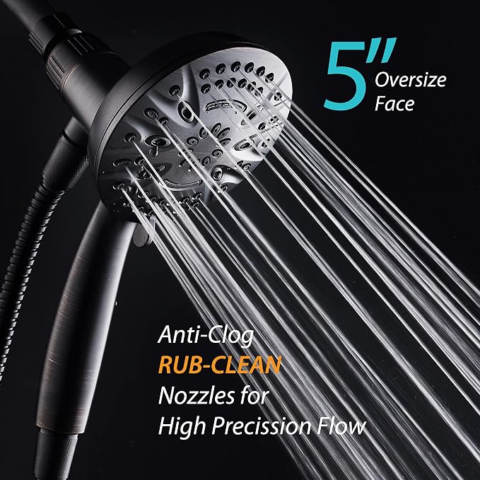 AquaDance New Magnetic Guidance Docking System - High-Pressure 8-setting Handheld Shower Head with Giant 5 inch Face, Magnetic Bracket, Extra-long 72 inch Stainless Steel Hose/ORB Finish