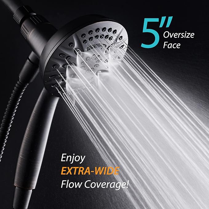 AquaDance New Magnetic Guidance Docking System - High-Pressure 8-setting Handheld Shower Head with Giant 5 inch Face, Magnetic Bracket, Extra-long 72 inch Stainless Steel Hose/ORB Finish